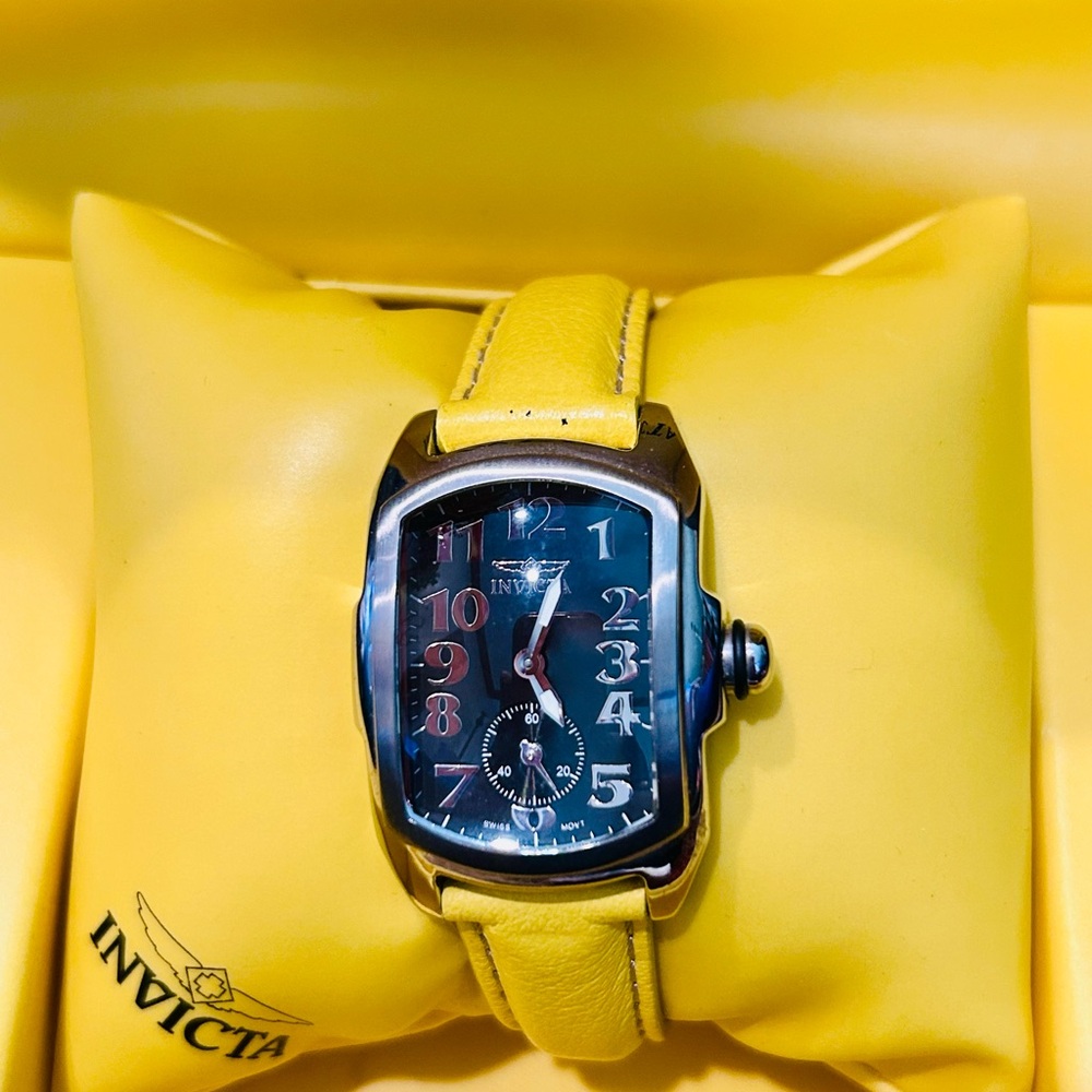 Invicta Black Dial Watch with Yellow Strap ☀️ Never Worn/Original Box ⌚️
